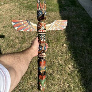Makah Totem Neah Bay Olympic WA 24.5" x 15.5" Hand‎ Carved Painted NWC Sign Rick